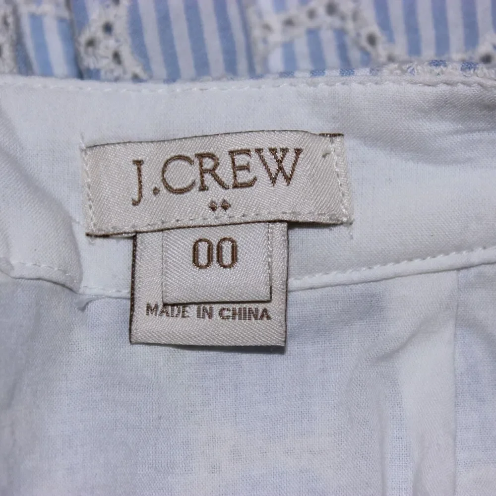 J.Crew Blue White Striped Eyelet Cotton Mini Skirt 00